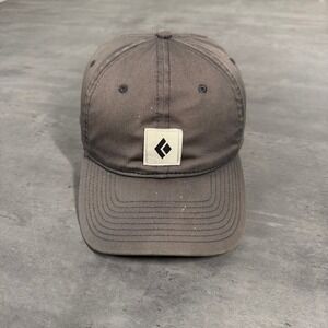 Black Diamond Baseball Cap Ski Snow Charcoal Gray Logo Strapback Distressed Hat